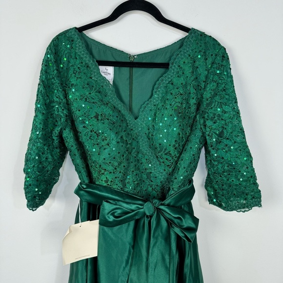 Lanting Forrest green Fit & Flare Sequined Maxi Dress Wedding Christmas Gown - Picture 3 of 6
